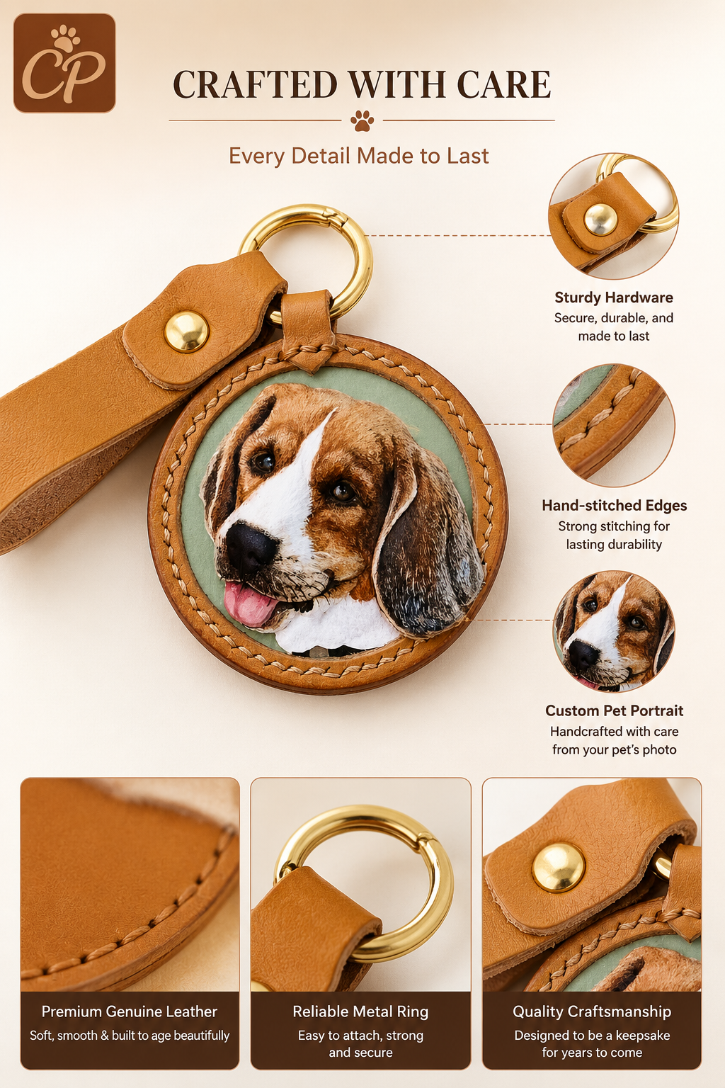 Custom Pet Leather Carved Tag - Enhanced Detail