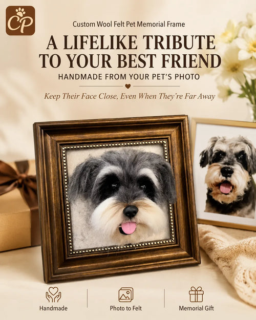 Custom Needle Felted Pet Replica - Framed Portrait