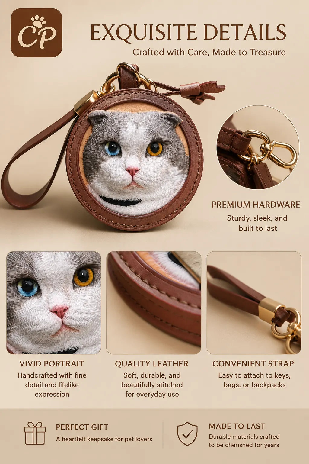 Custom Pet Leather Carved Tag - Masterpiece Detail