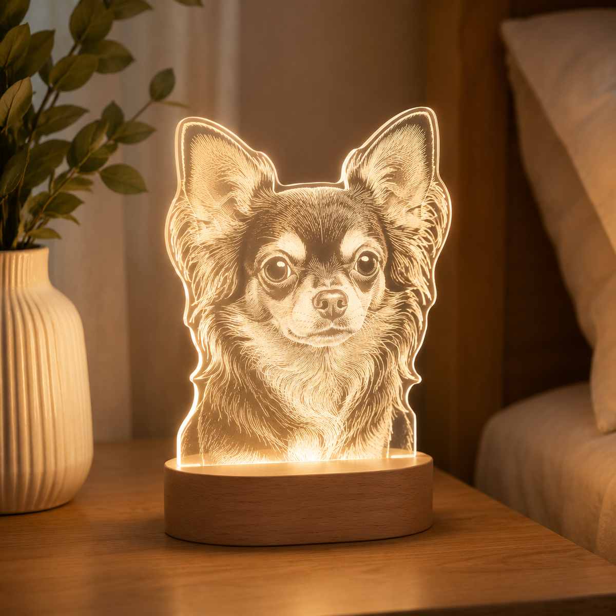 Custom Pet Portrait Lamp - Personalized Acrylic Night Light