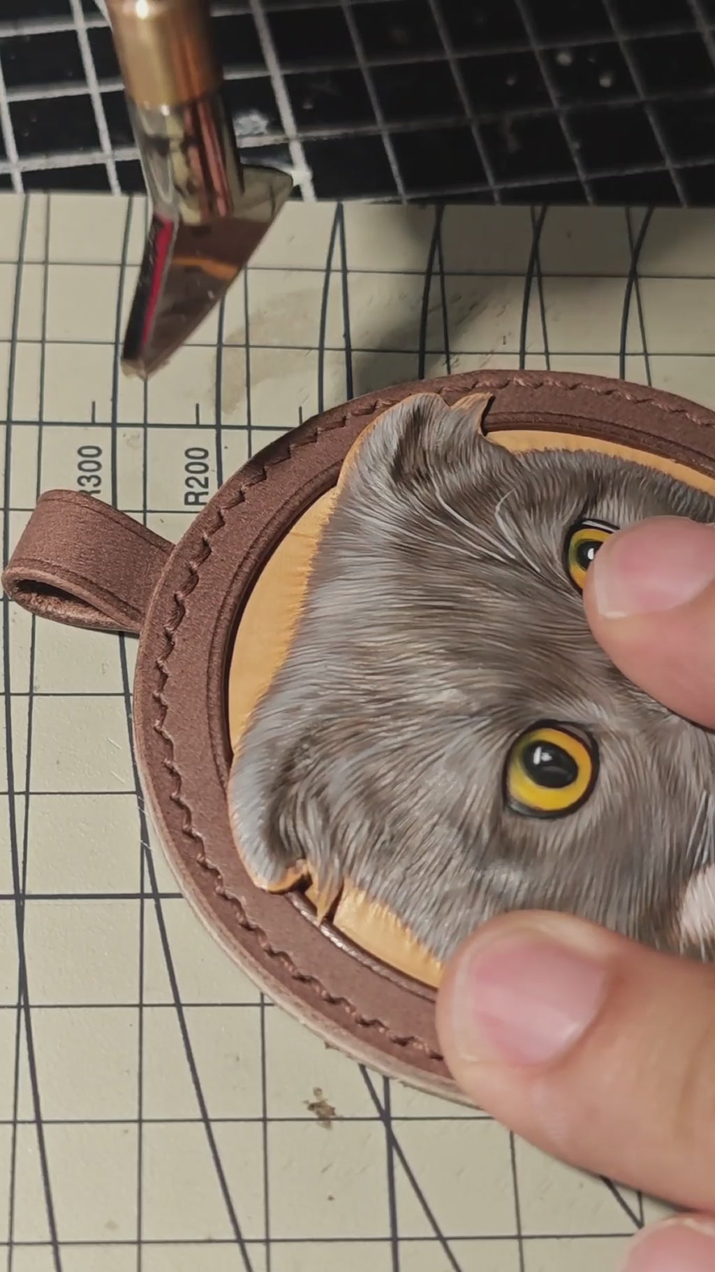 Custom Pet Leather Carved Tag - Masterpiece Detail