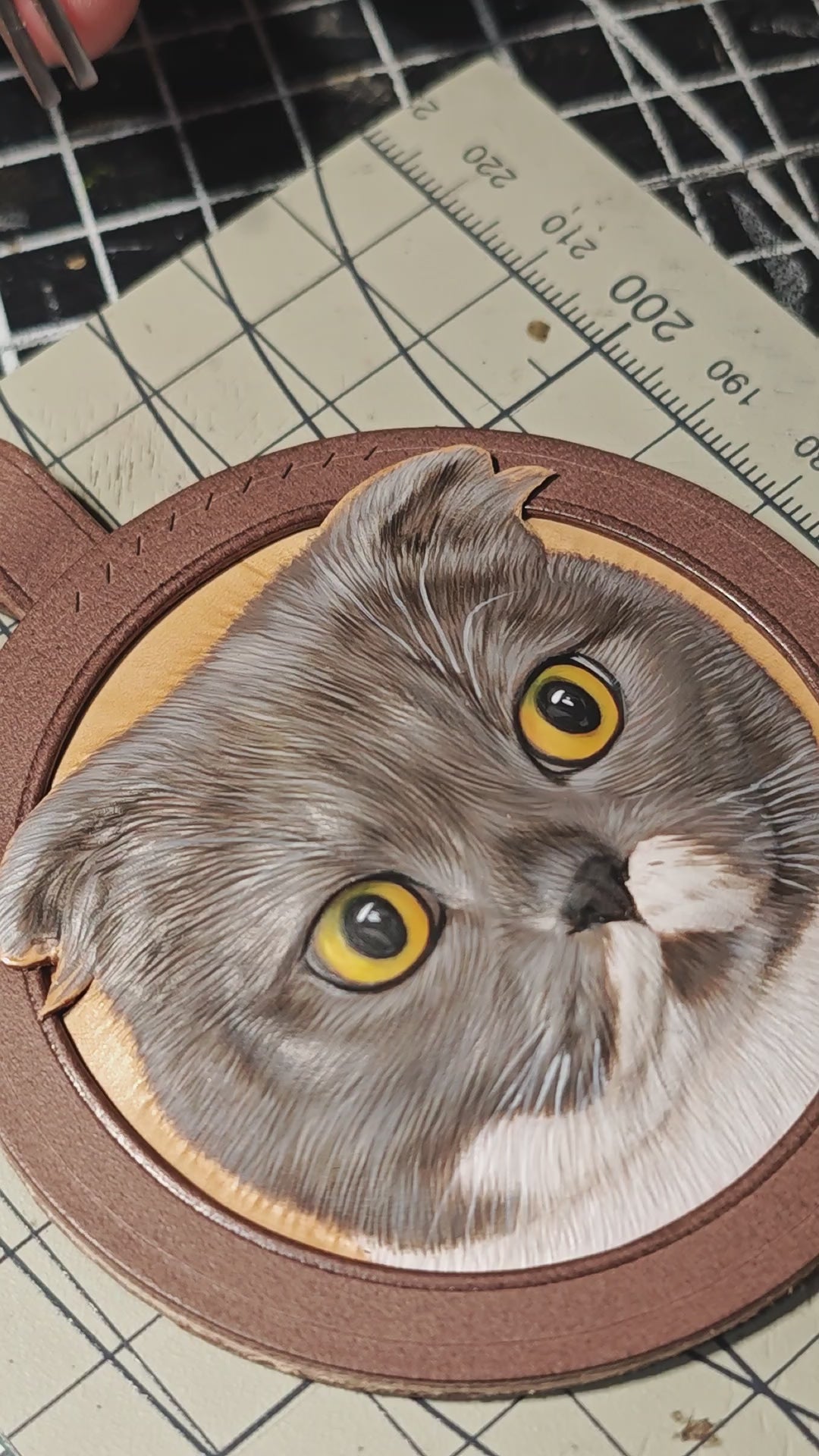 Custom Pet Leather Carved Tag - Masterpiece Detail
